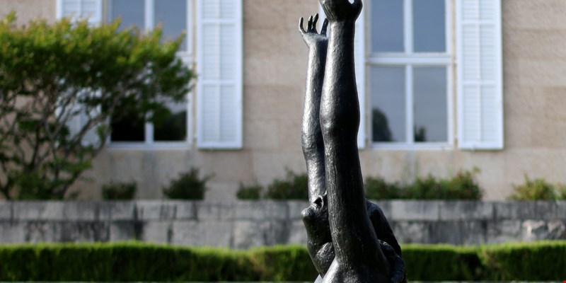 Sculpture by famous Croatian artist Ivan MeÅ¡trovi? in front of his museum in Split, Croatia. Vertical format, selective focus.